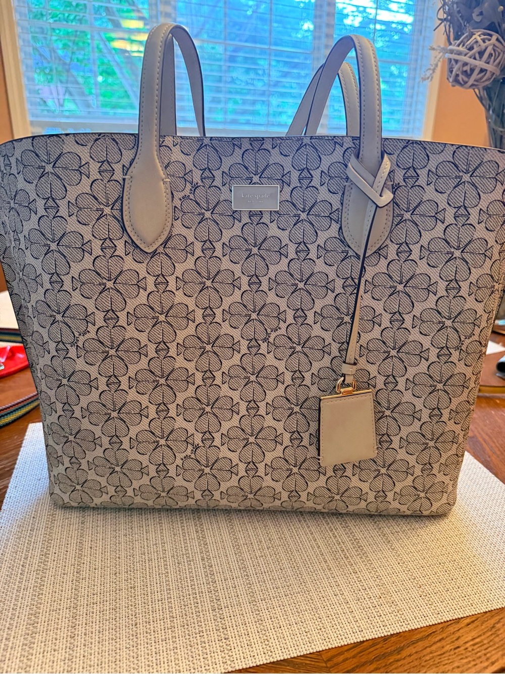 kate spade cream and black floral print tote